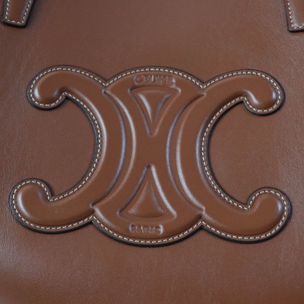 Celine Du3.04 lu Cuir Triomphe Coufant Medium Tote Bag Tan Smooth Calfskin - Picture 10 of 13